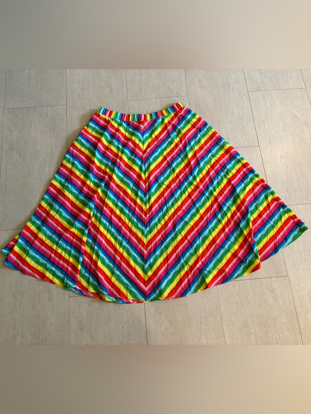 Rainbow Striped Midi Skirt Pride - Picture 2 of 5
